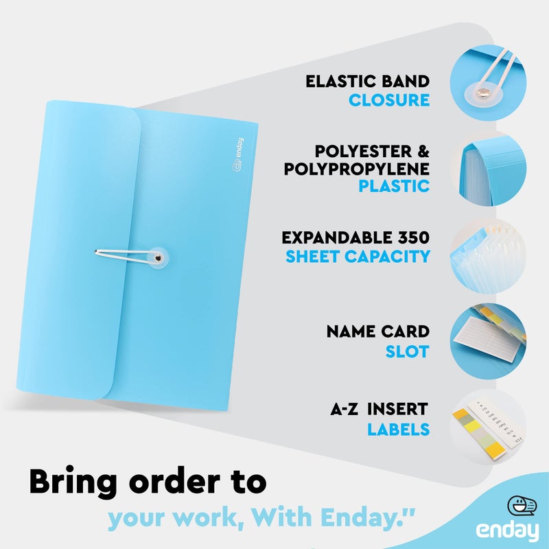 Enday Accordion File Organizer 13 Pocket expanding file folder with Labels  accordion file organizer Letter Size Letter A4 Paper for Receipts  Bills and Documents 13"" x 9.5  -by Enday - Image 3